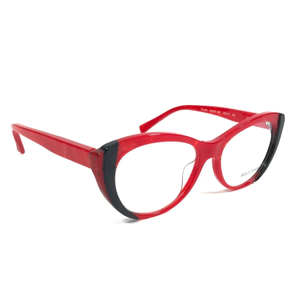 Alain Mikli Eyeglasses Frames Elisee A03115 004 Black Red Shiny Marble 53-16-145